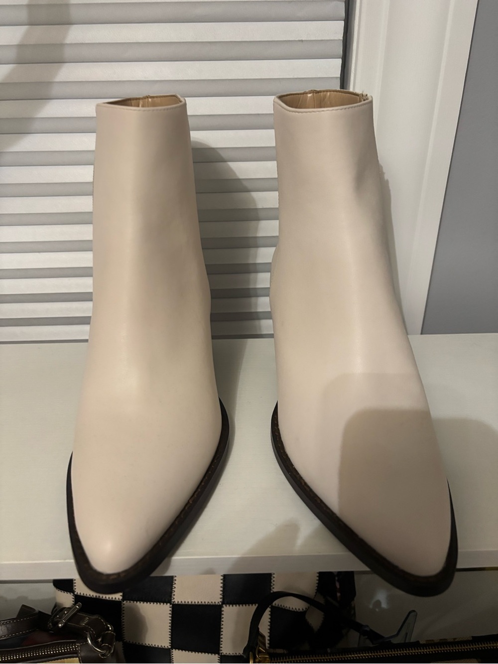 Coach Cream Pointed Toe Ankle Boots